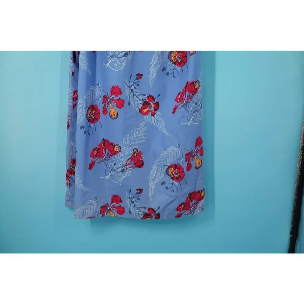 Vintage Cotton Blue Hawaiian Floral Dress